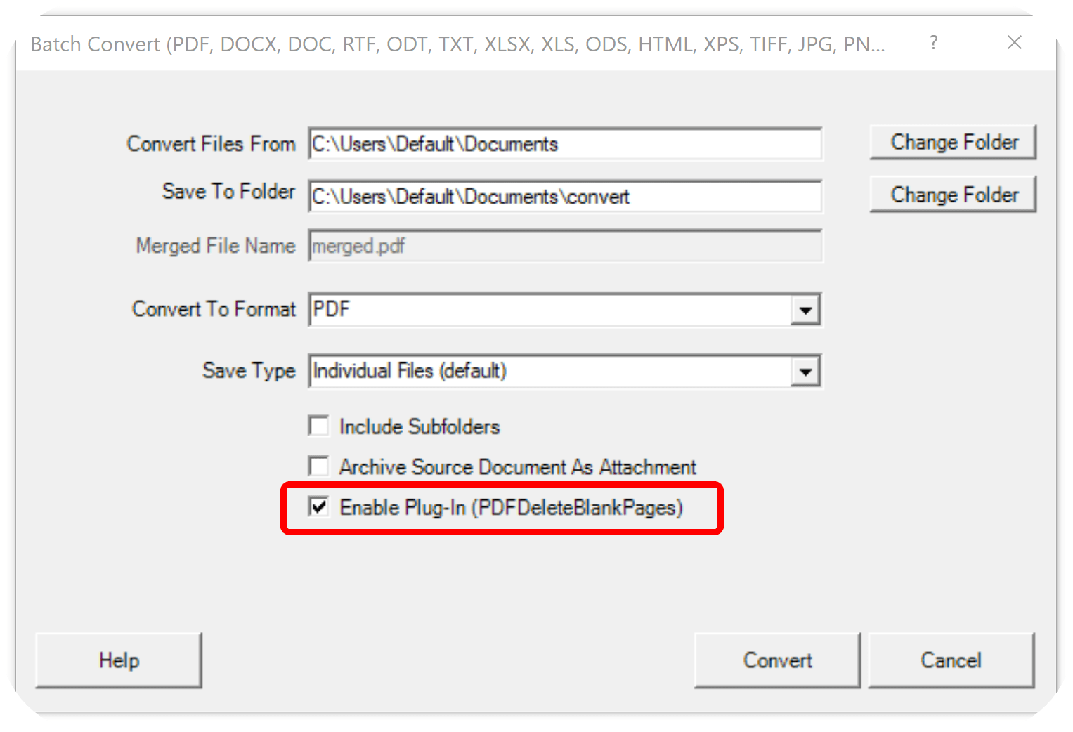 Win2PDF Batch Convert Enable Plug-In